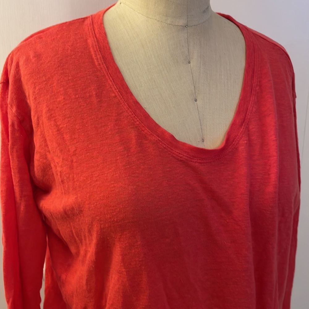 Gap linen long sleeve loose top in tangerine - Picture 2 of 6